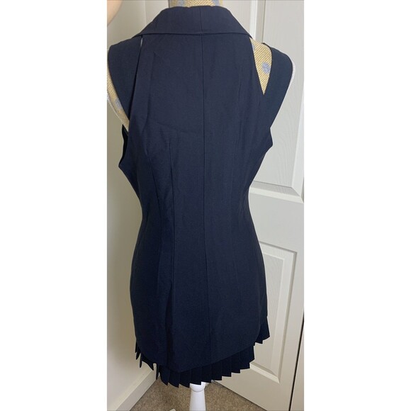 Rare VtG 80’90’BEBE Mini Pleated Dress Set Long Jacket Vest Made USA Sz 6 Small - Picture 4 of 16